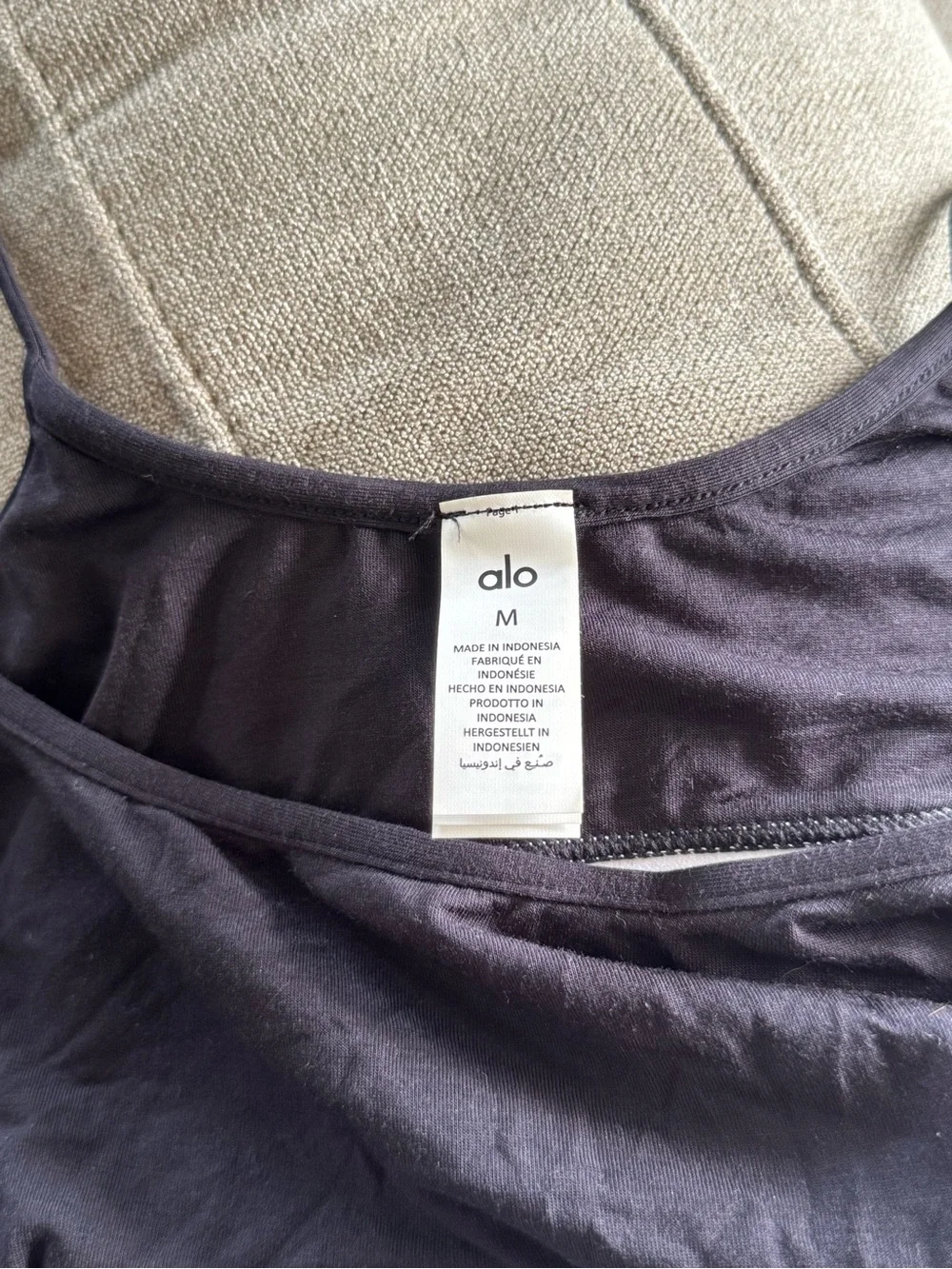 ALO Yoga Black Bralette with White Logo Band
